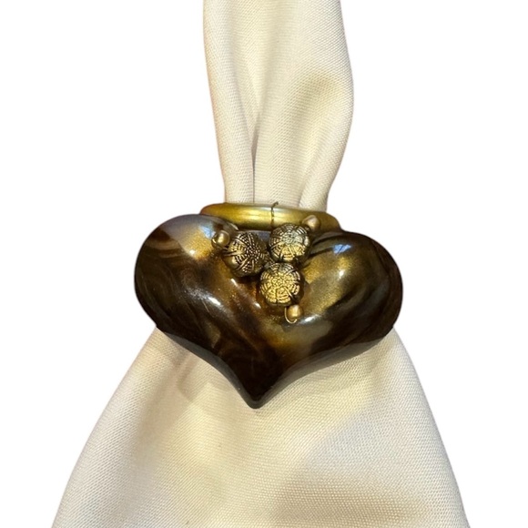 Bulk of Brown and gold Heart Napkin Rings